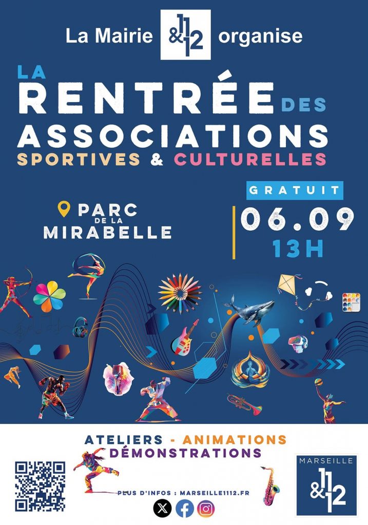 Rendez-vous samedi 6 septembre au Parc de la Mirabelle (13011) pour la Rentrée des Associations, de 13h à 18h.